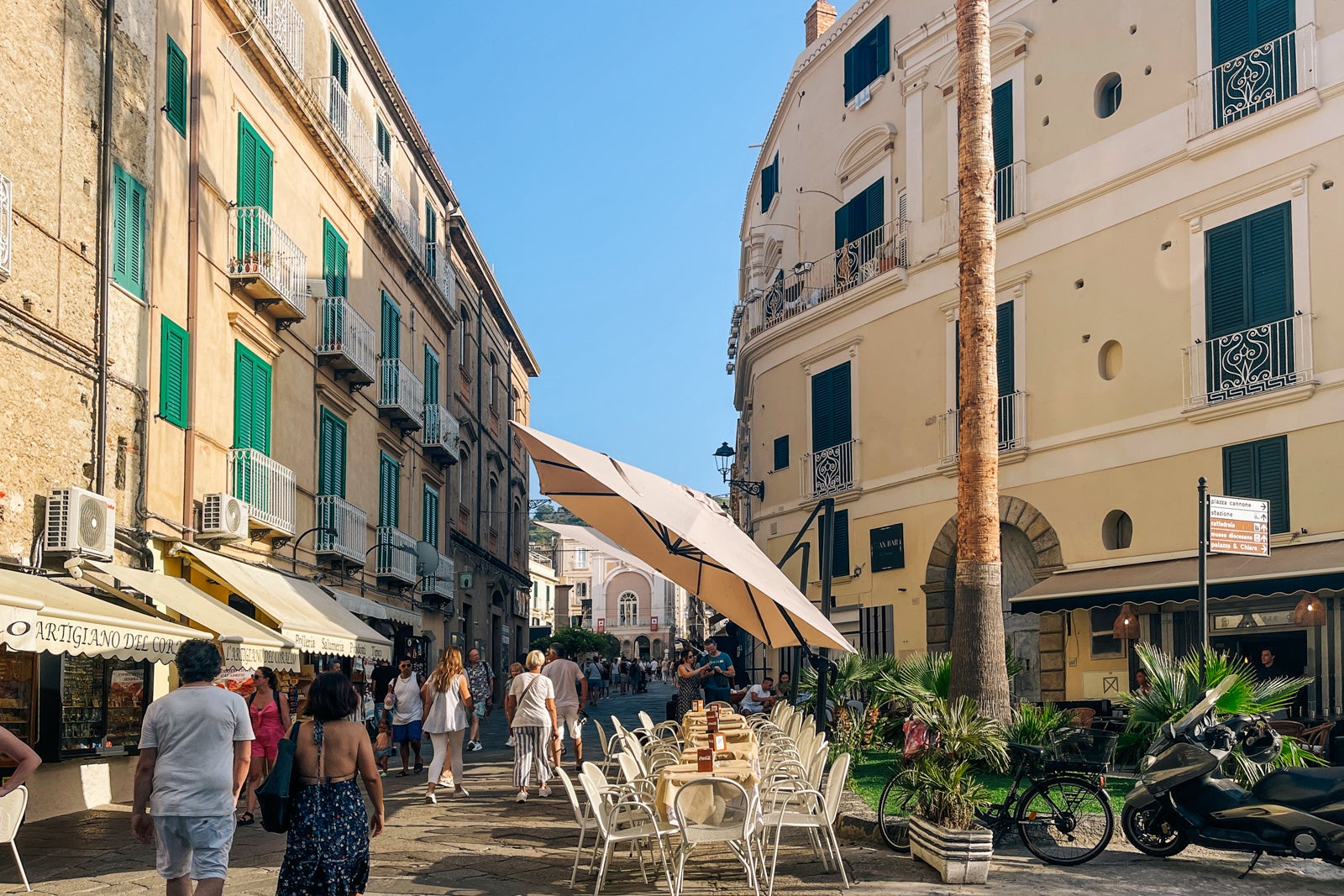 Tropea, Calabria, Italy street with cafes