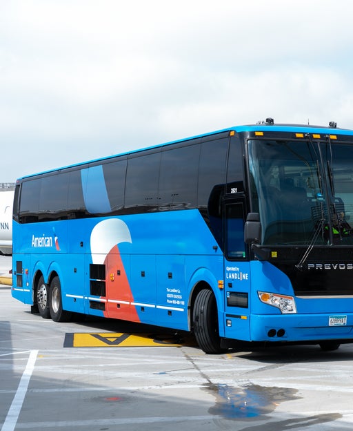 A Landline bus in American Airlines livery