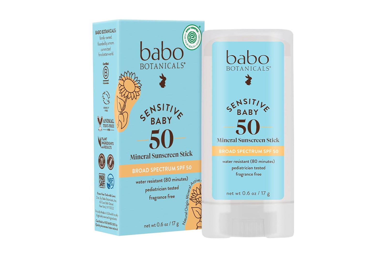 Babo Botanicals Sensitive Baby Mineral Sunscreen Stick SPF 50_Amazon.com