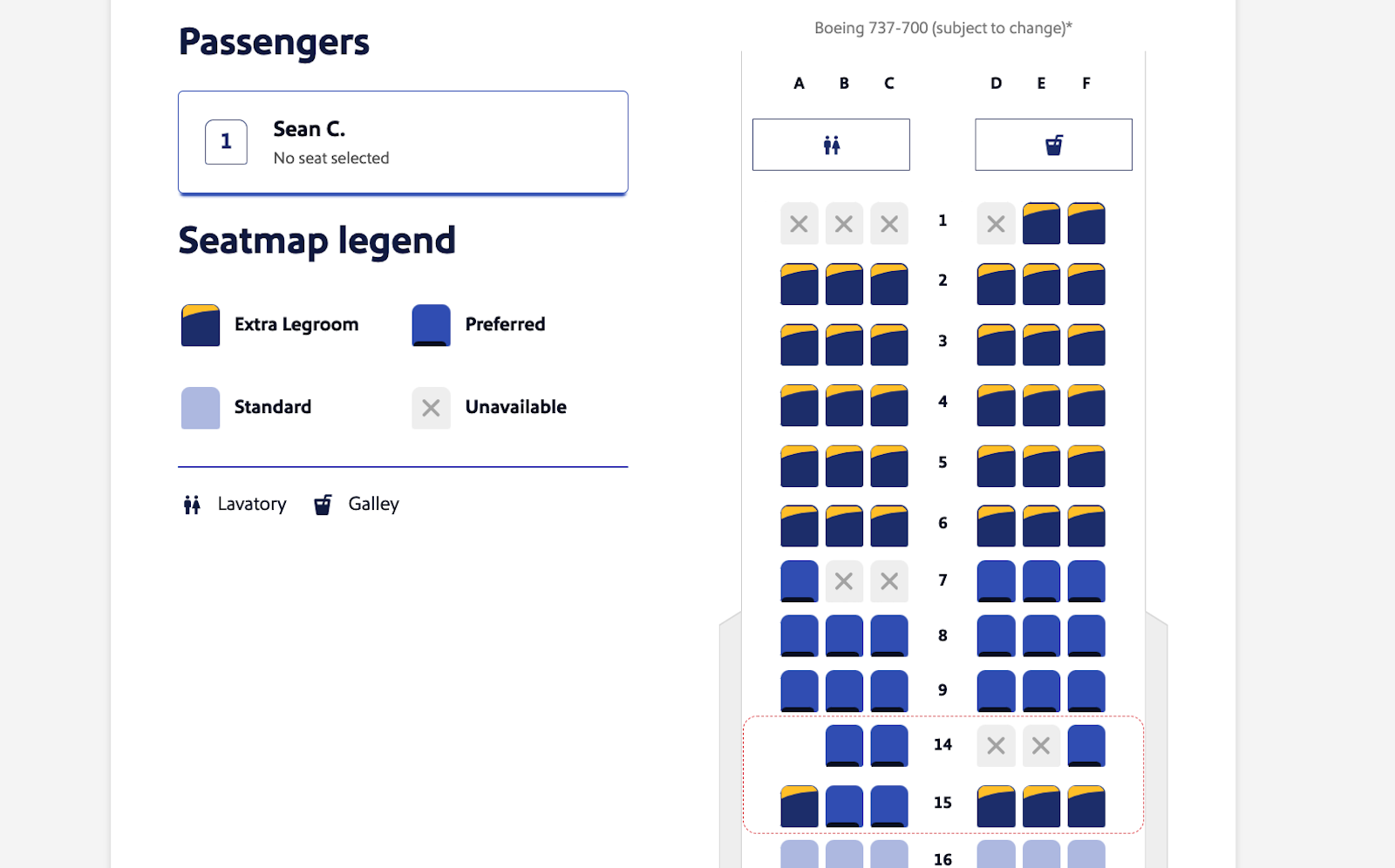Southwest Choice Extra booking.
