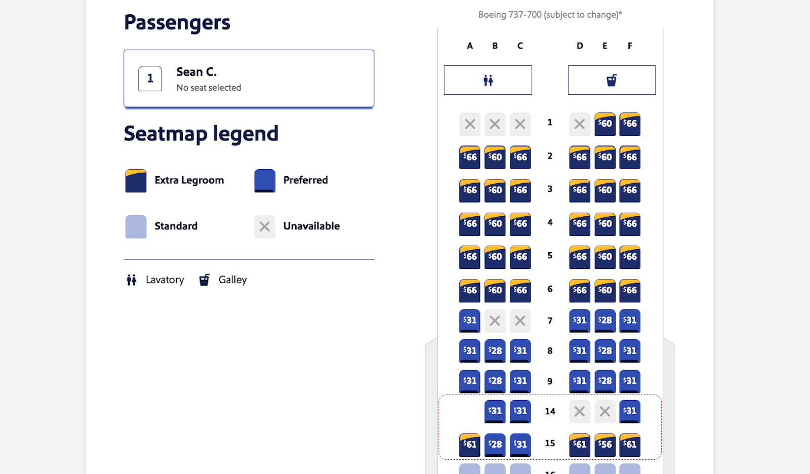 Upgrade to extra legroom seats available on a basic booking.