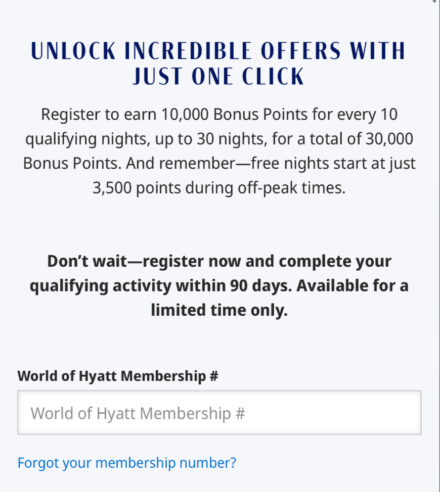Hyatt promotion registration