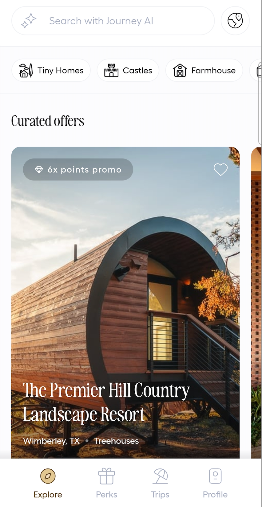 Journey app home screen