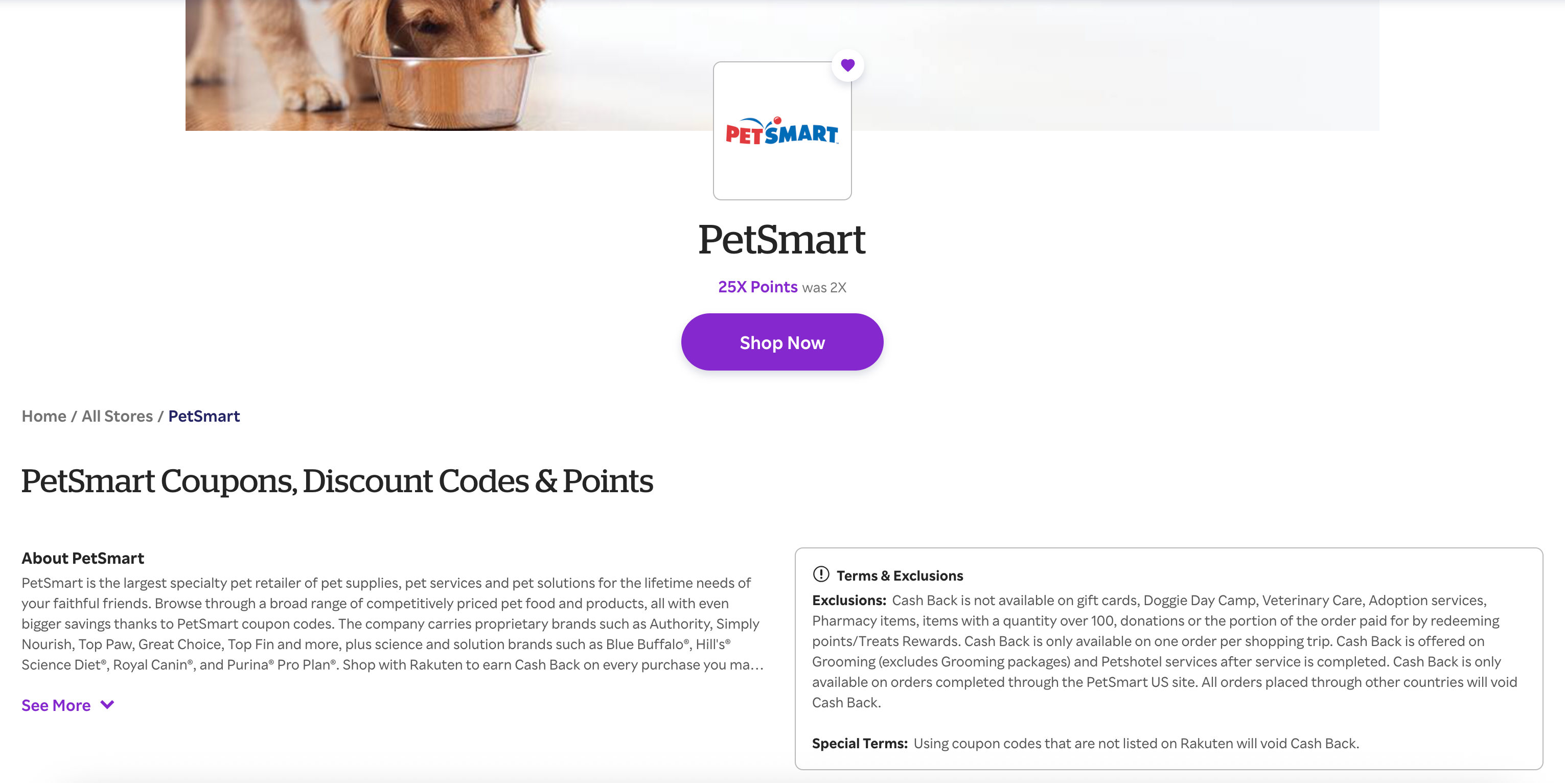 Rakuten Petsmart 25% back