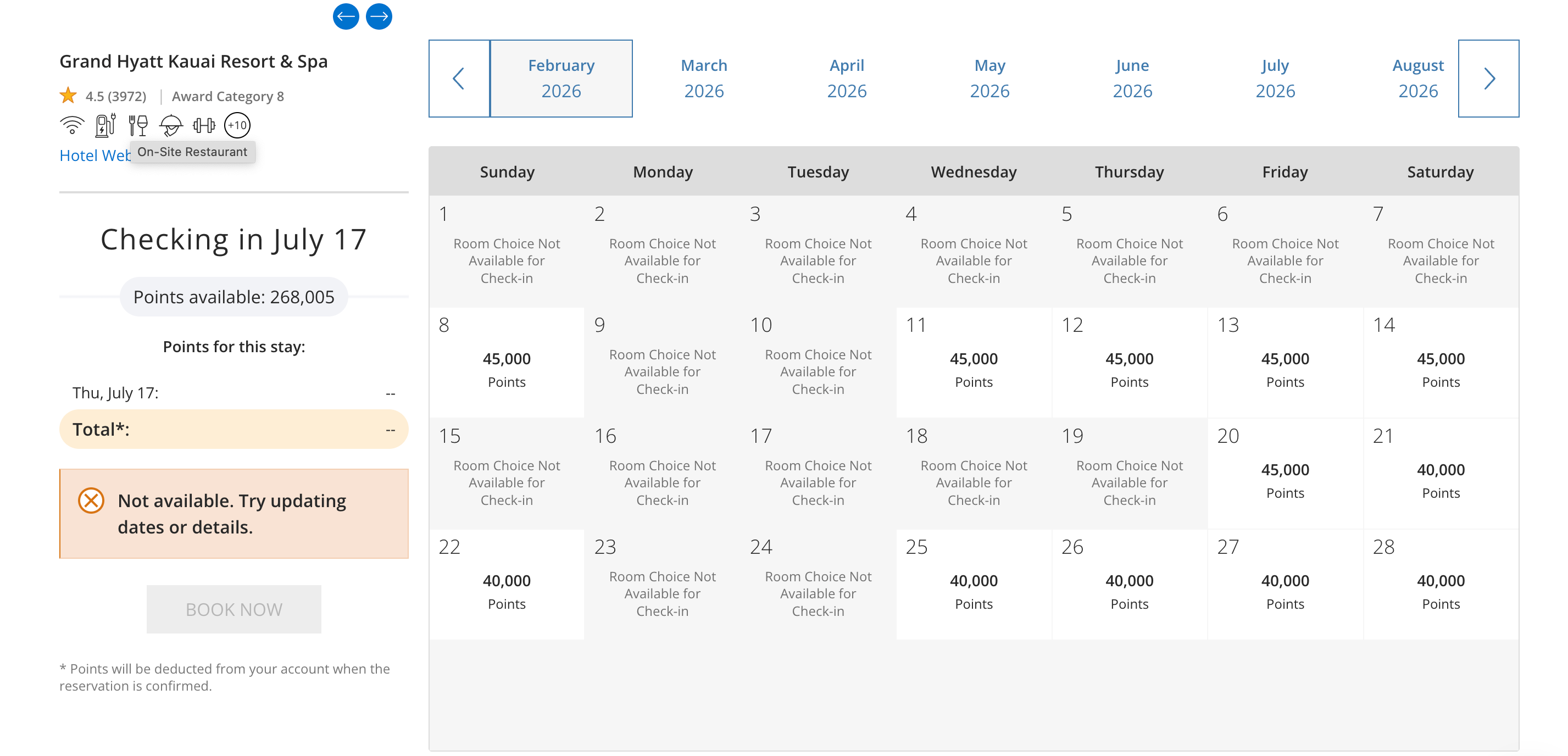 Award availability at the Grand Hyatt Kauai Resort & Spa. WORLD OF HYATT