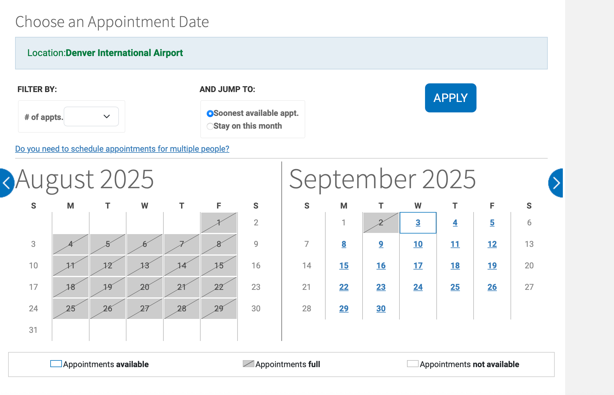 Global entry appointment calendar. DHS