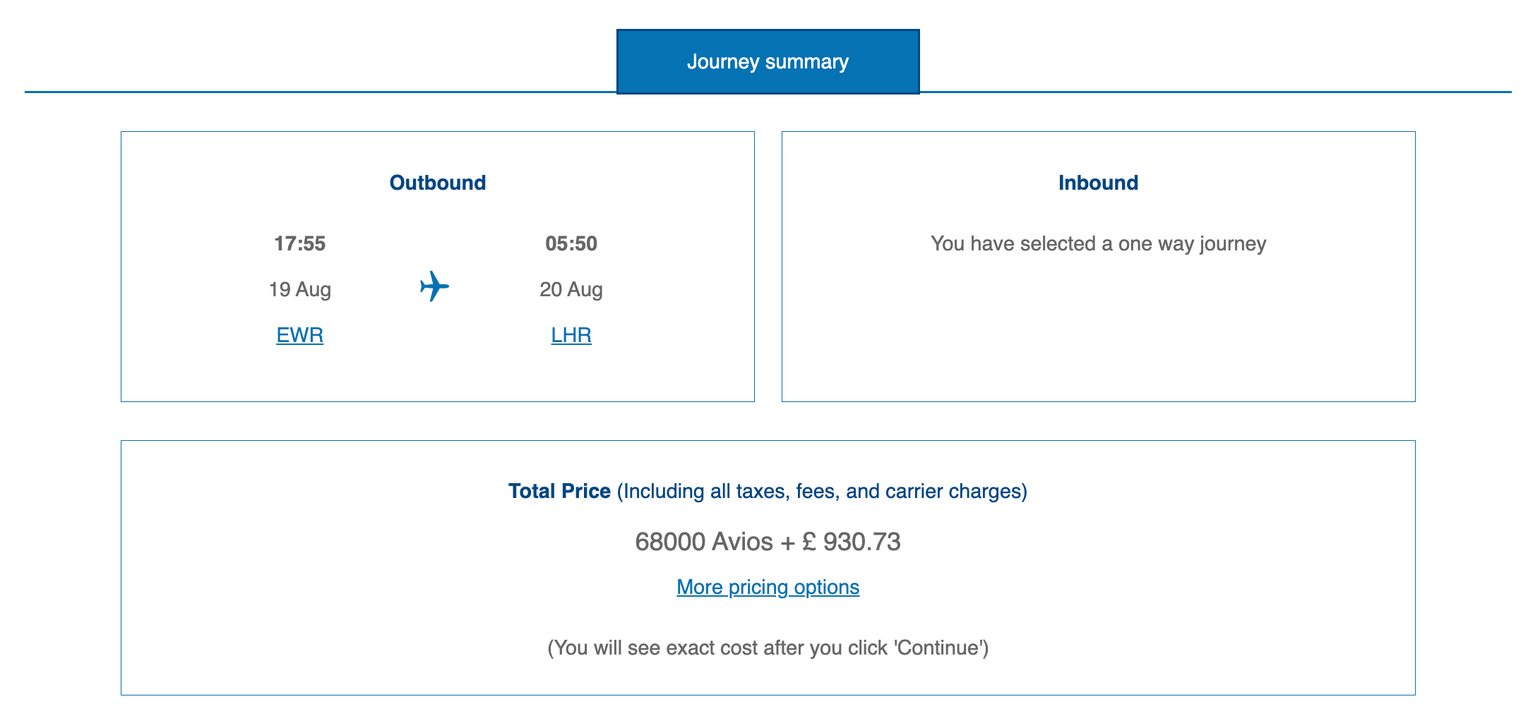 British Airways screenshot