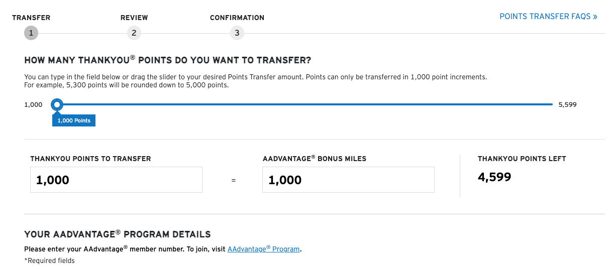 Citi points now transfer to American Airlines: How long does it take? Citi screenshot