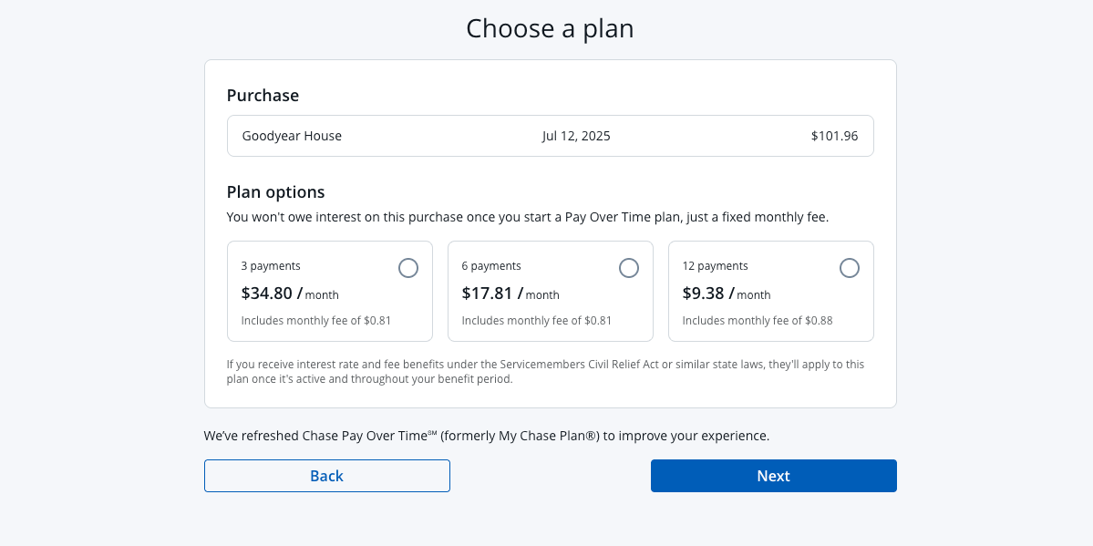 Chase Pay Over Time and My Chase Loan: The ultimate guide Screenshot example of Chase Pay Over Time