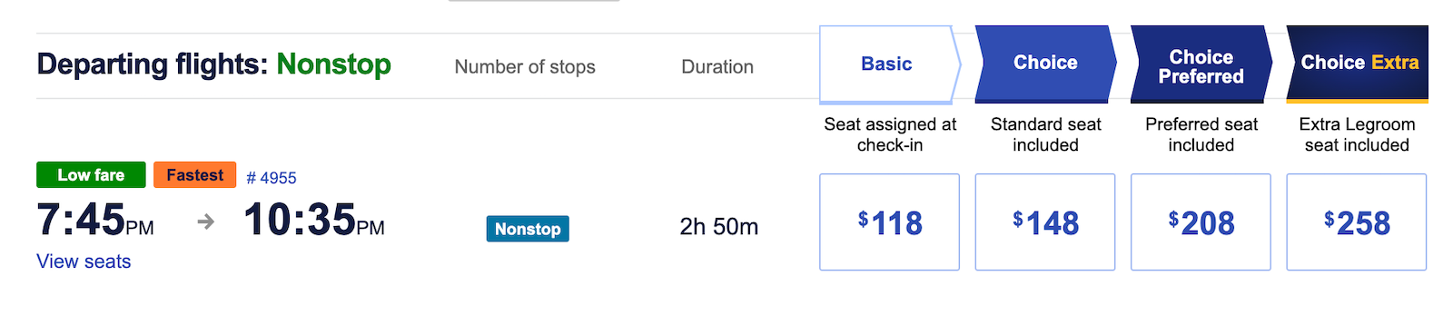 Southwest's new fare class options
