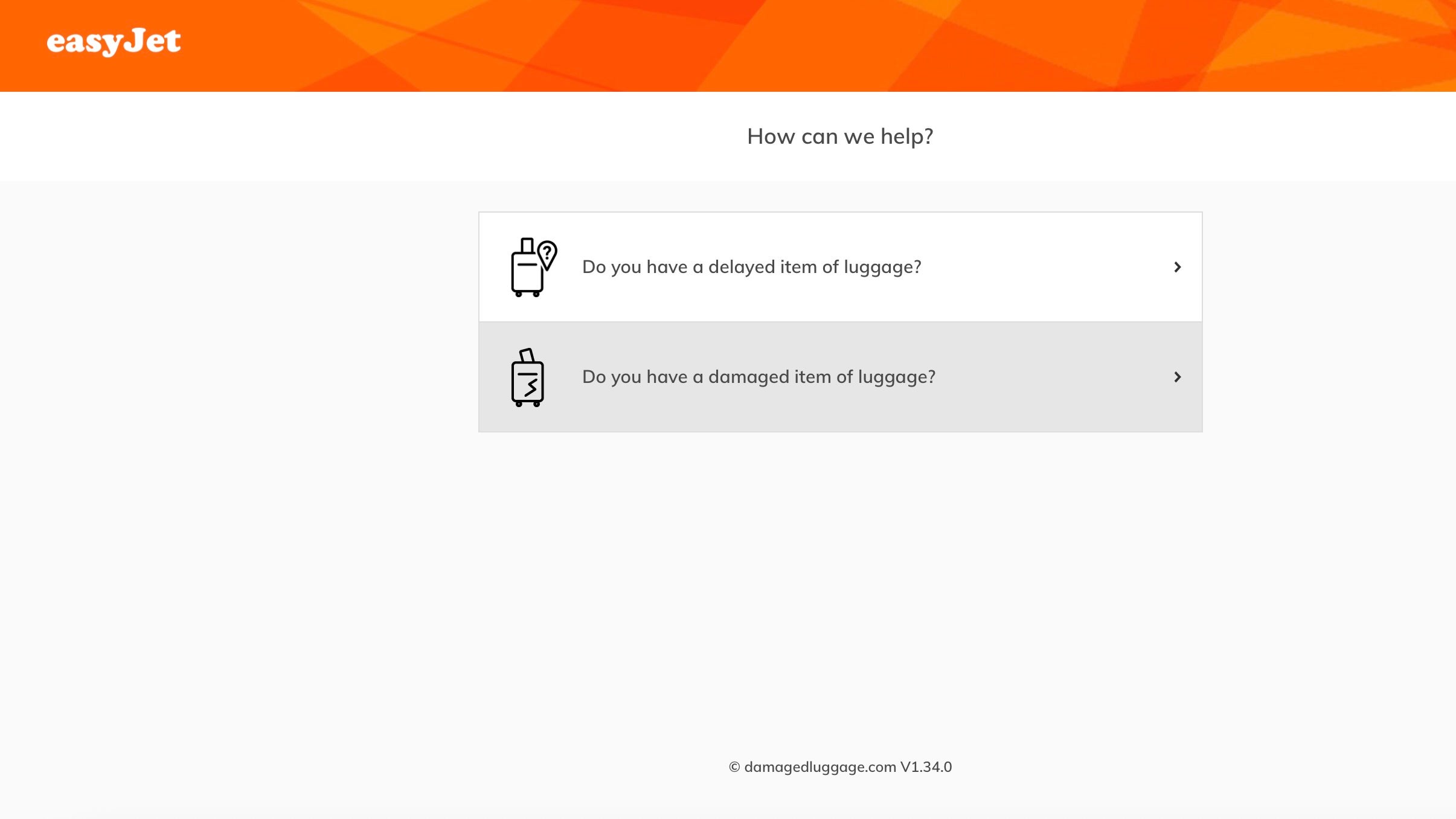 easyJet baggage claim form