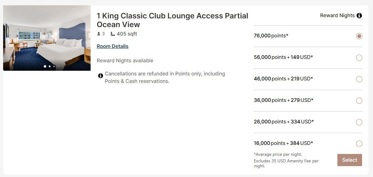 Booking a premium IHG room with points