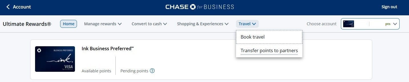 Transferring Chase points to United