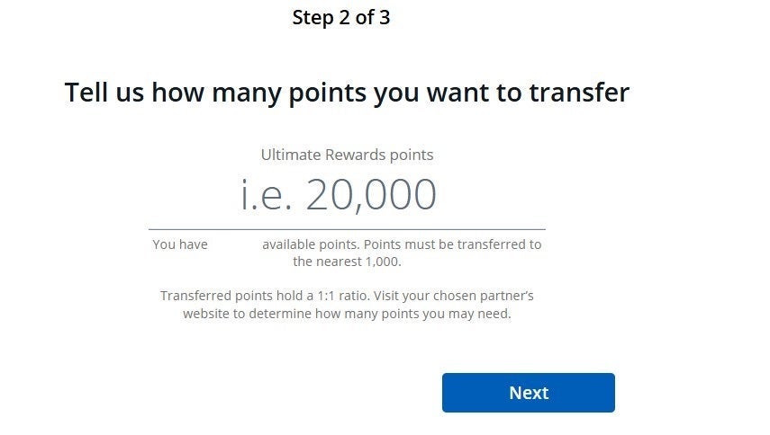 Transferring Chase points to United
