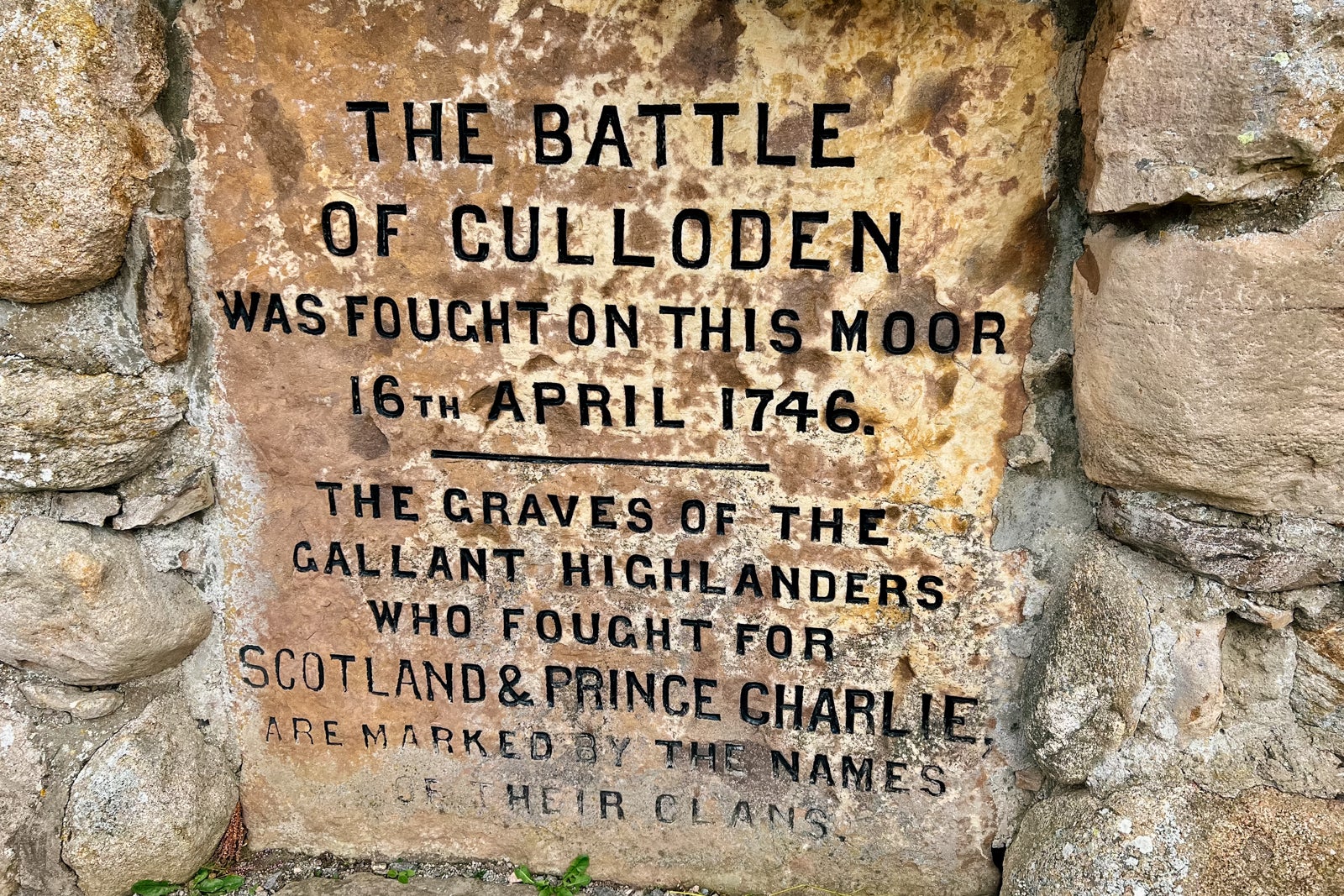 A monument to the Battle of Culloden, which was the last pitched battle on British soil.