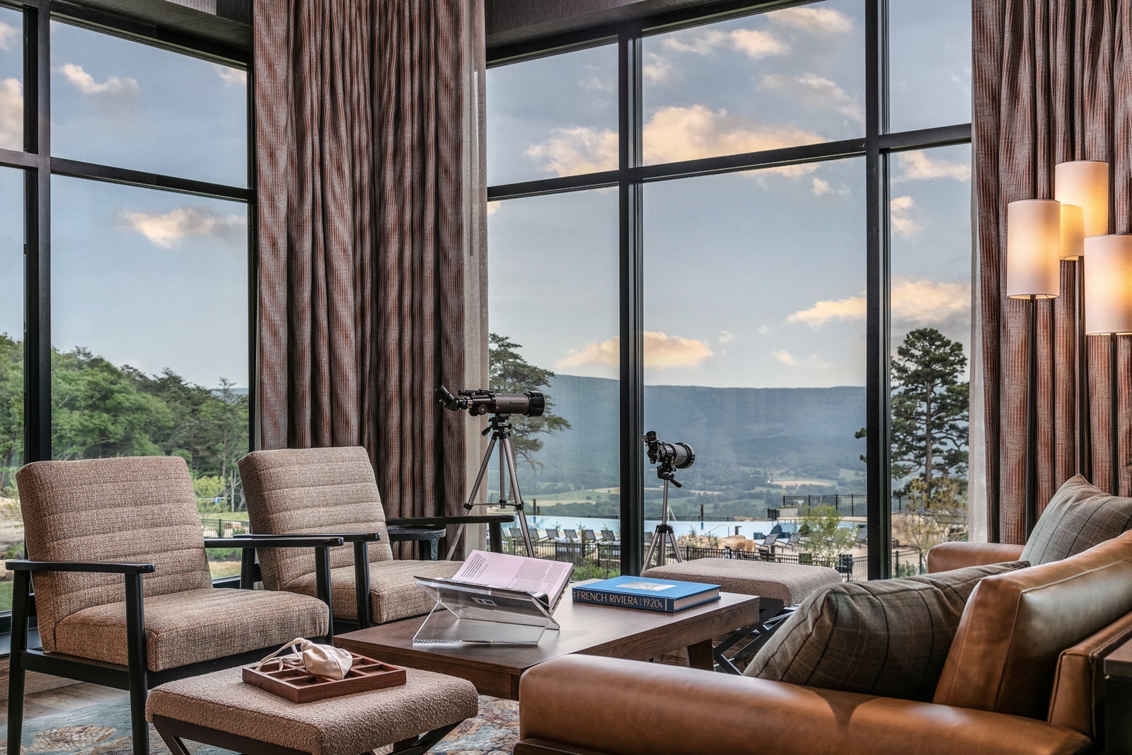 hotel room with mountain view