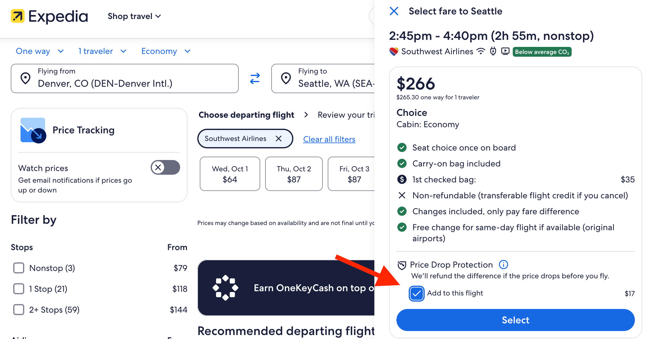 Expedia price drop protection