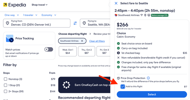 Expedia price drop protection