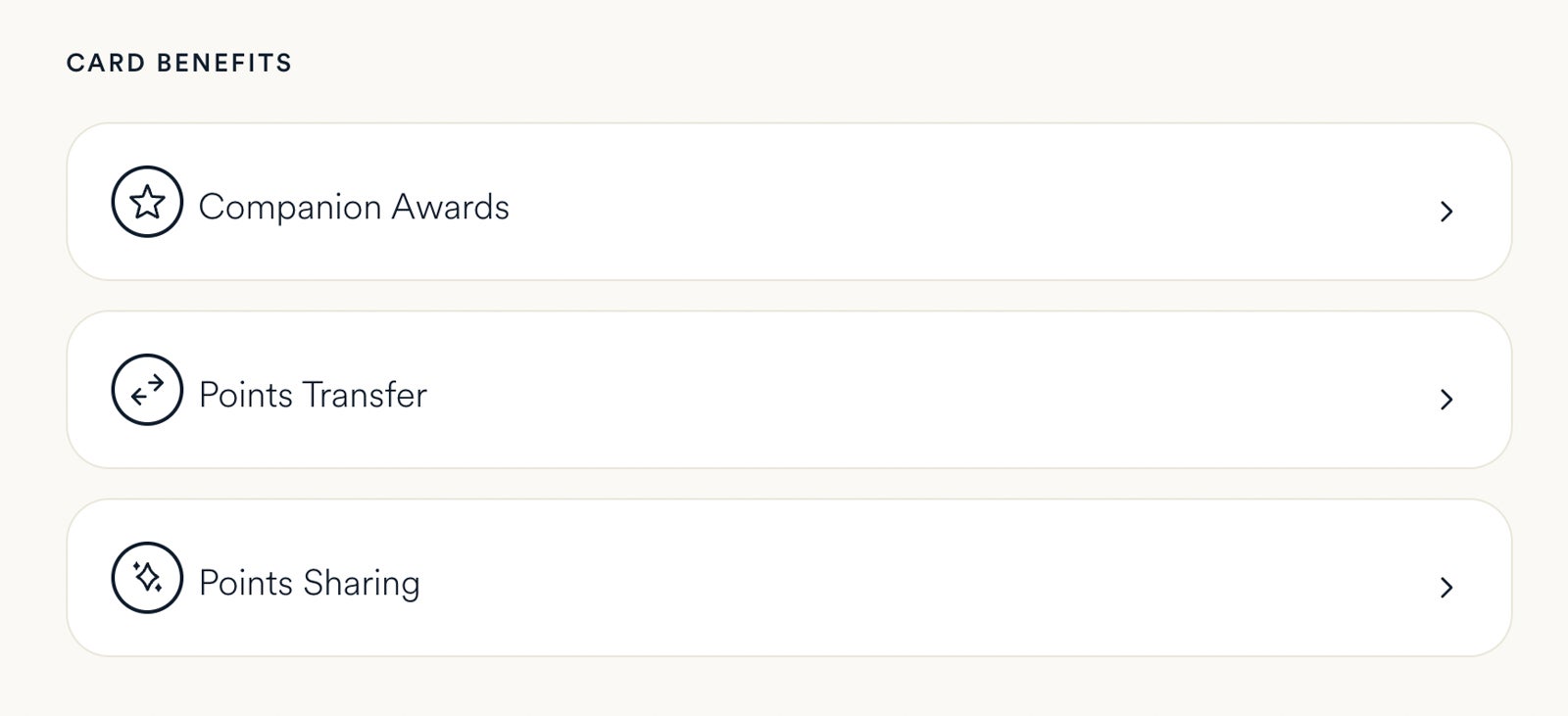 A screen shot of the card benefits section of an Atmos Rewards member's account