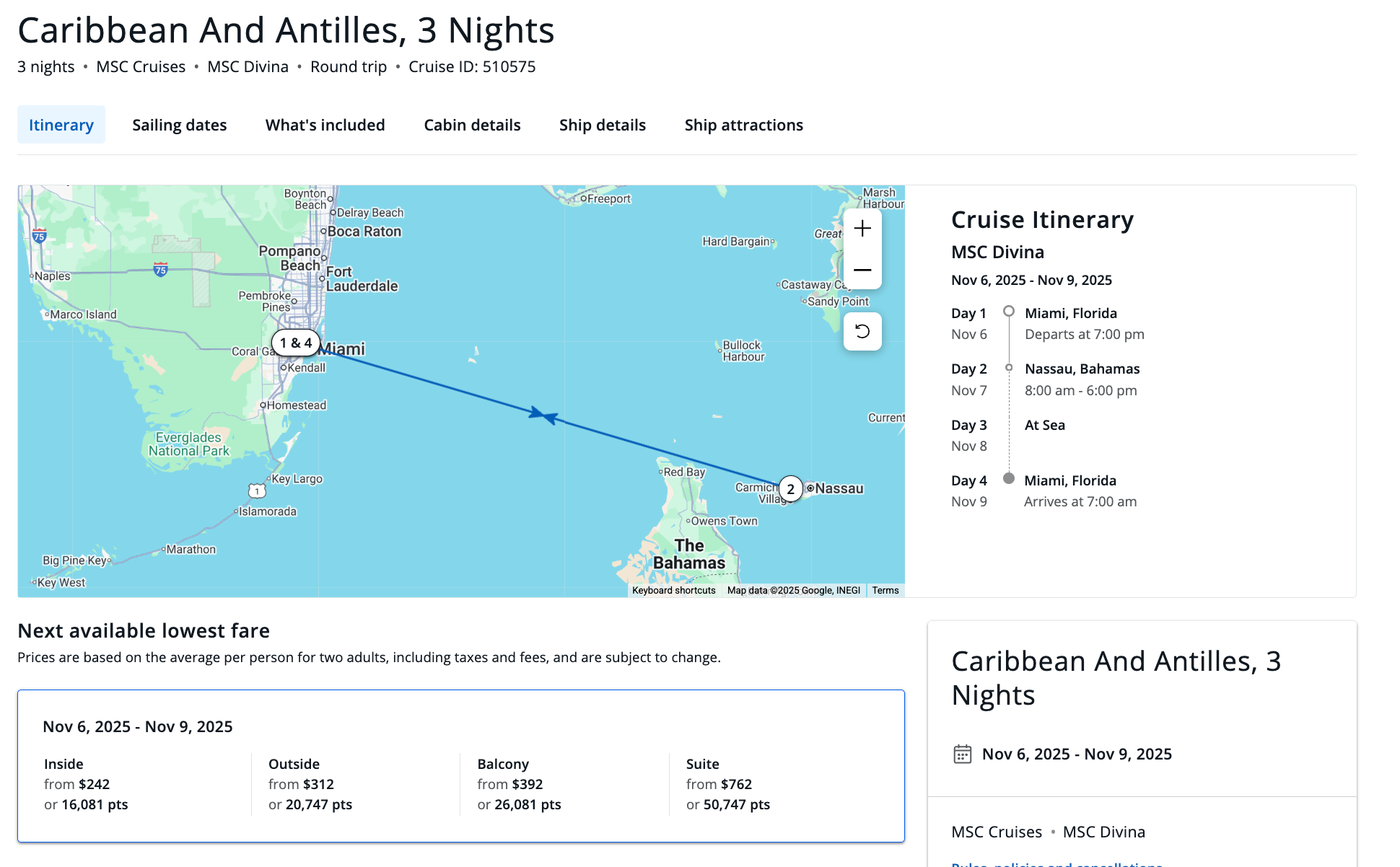 Chase Travel cruise screenshot
