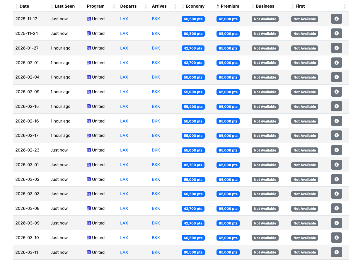 Seats.aero screenshot