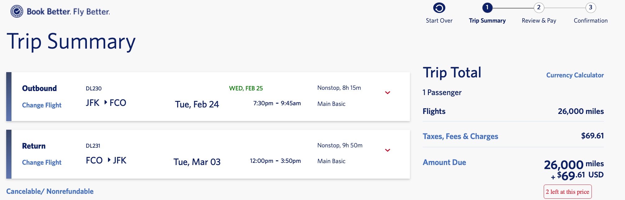 trip summary page