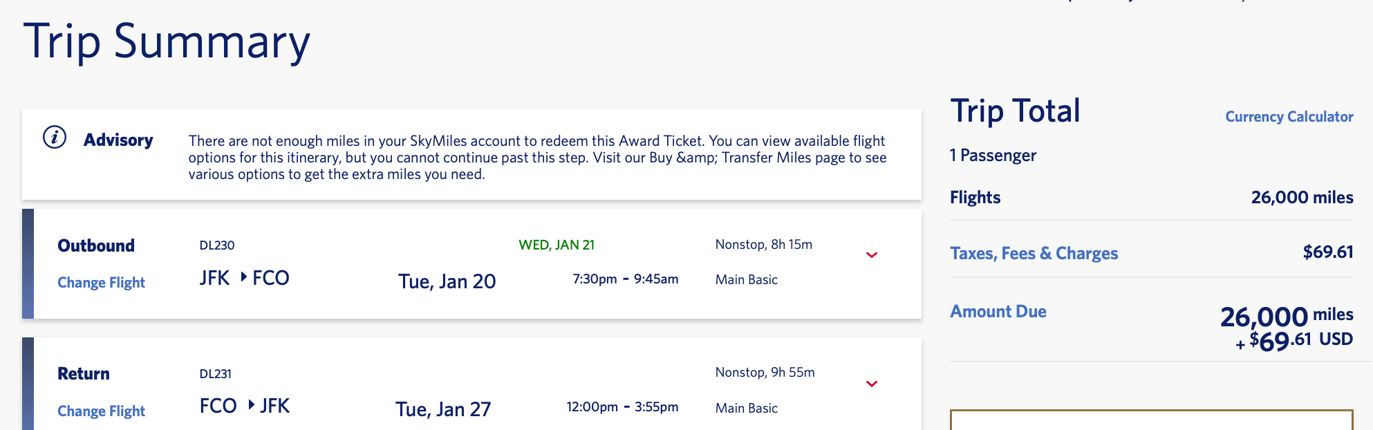 trip summary page