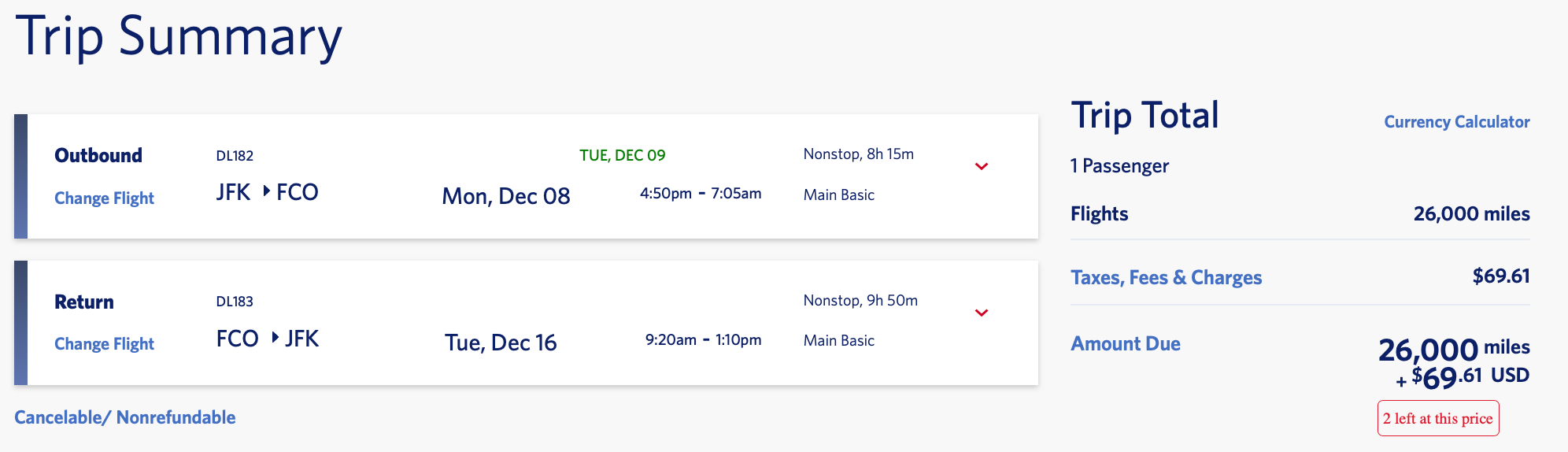 trip summary page