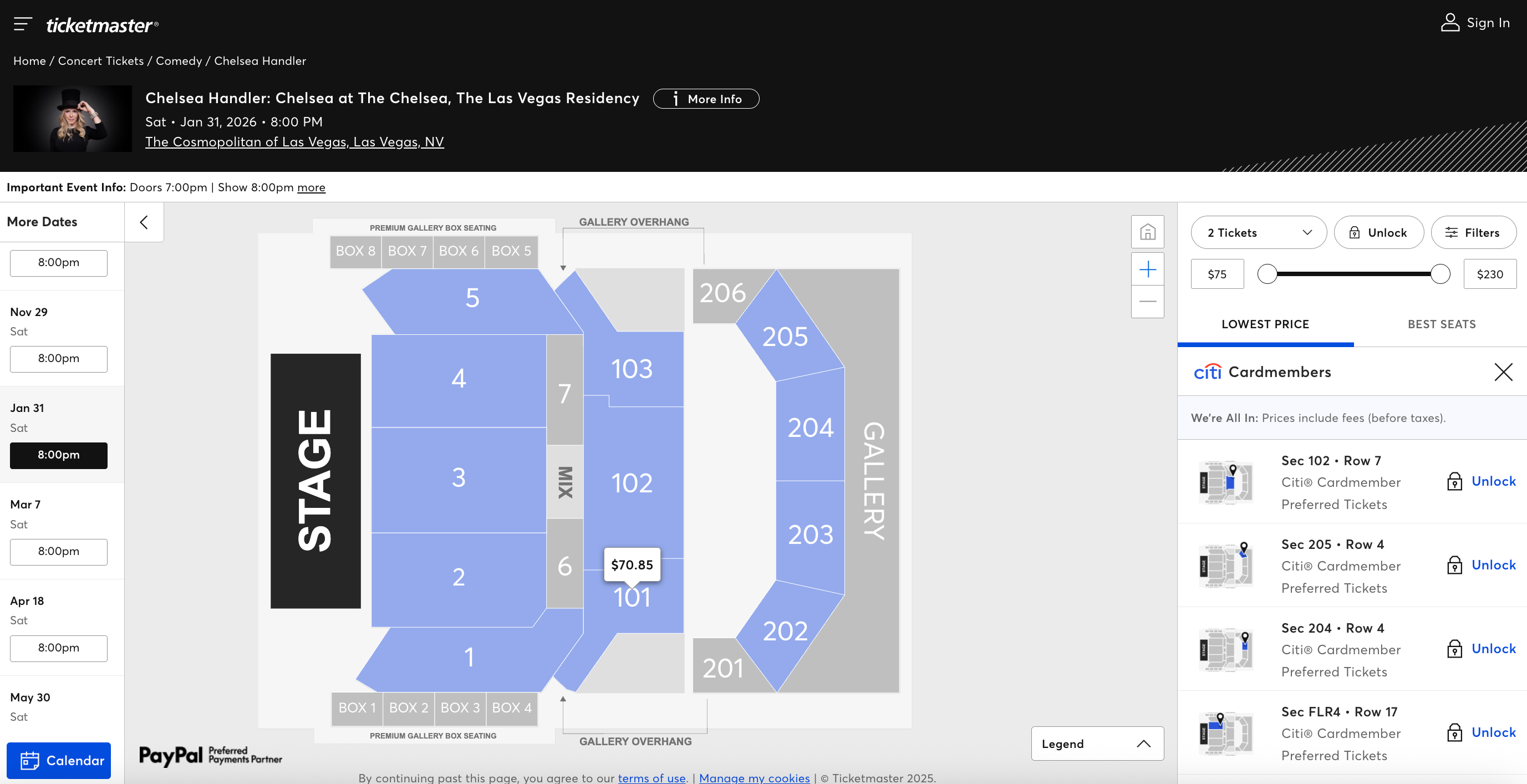Citi Entertainment Chelsea Handler Vegas tickets