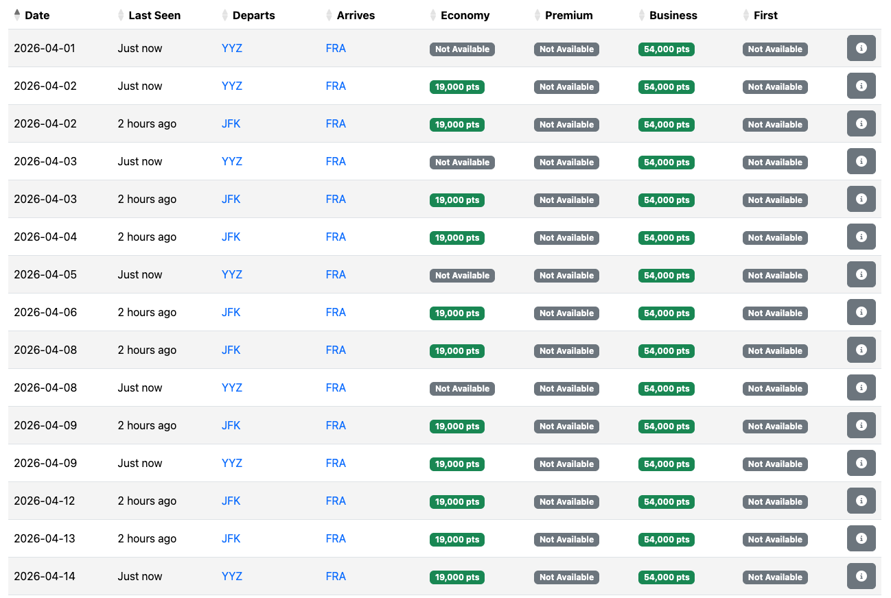 Seats.aero screenshot