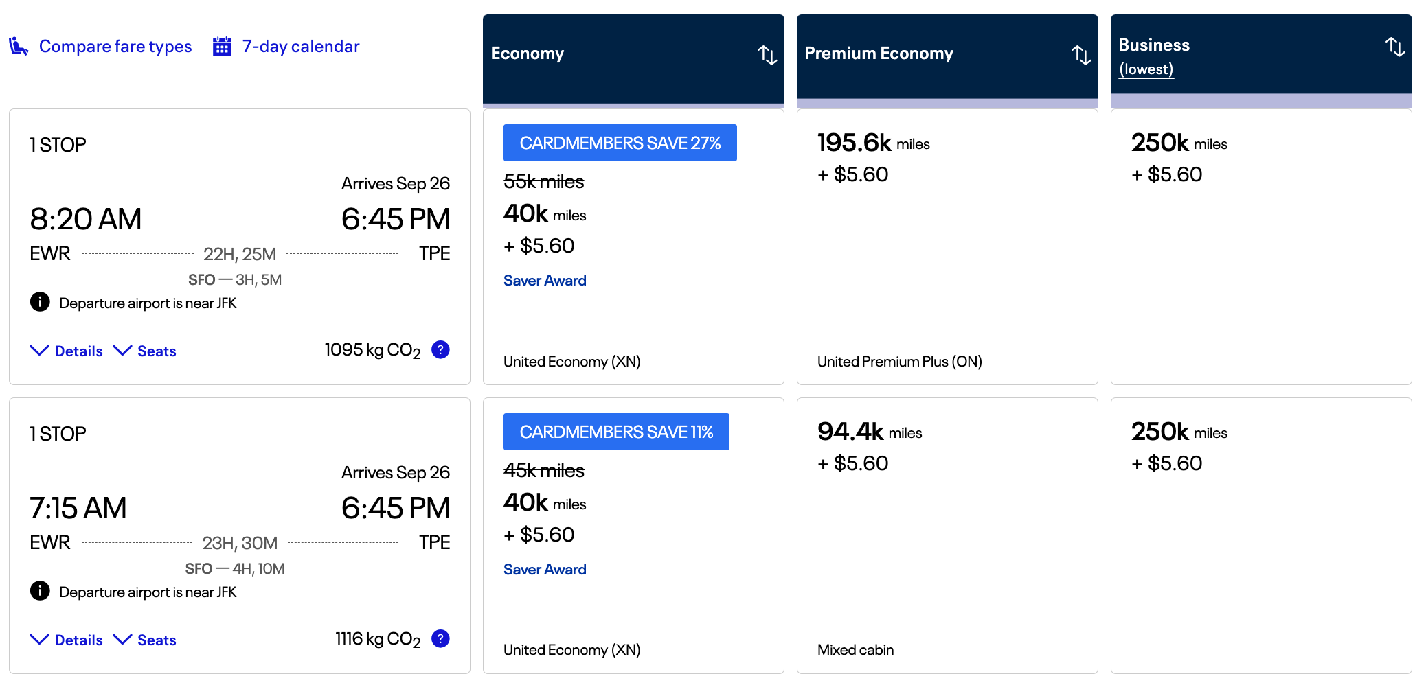 United EWR-TPE flights miles