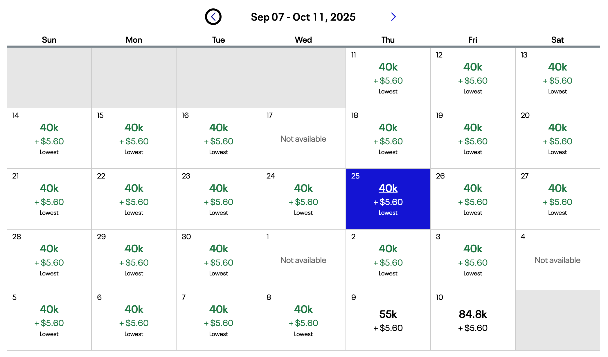 United JFK-TPE miles calendar