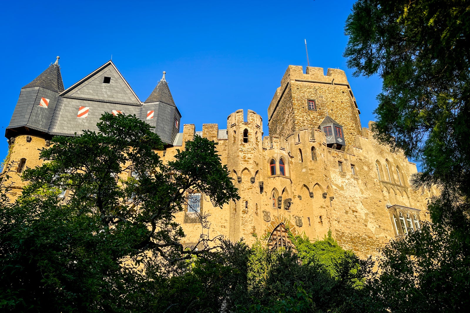 Exterior of Lahneck Castle in Lahnstein, Germany