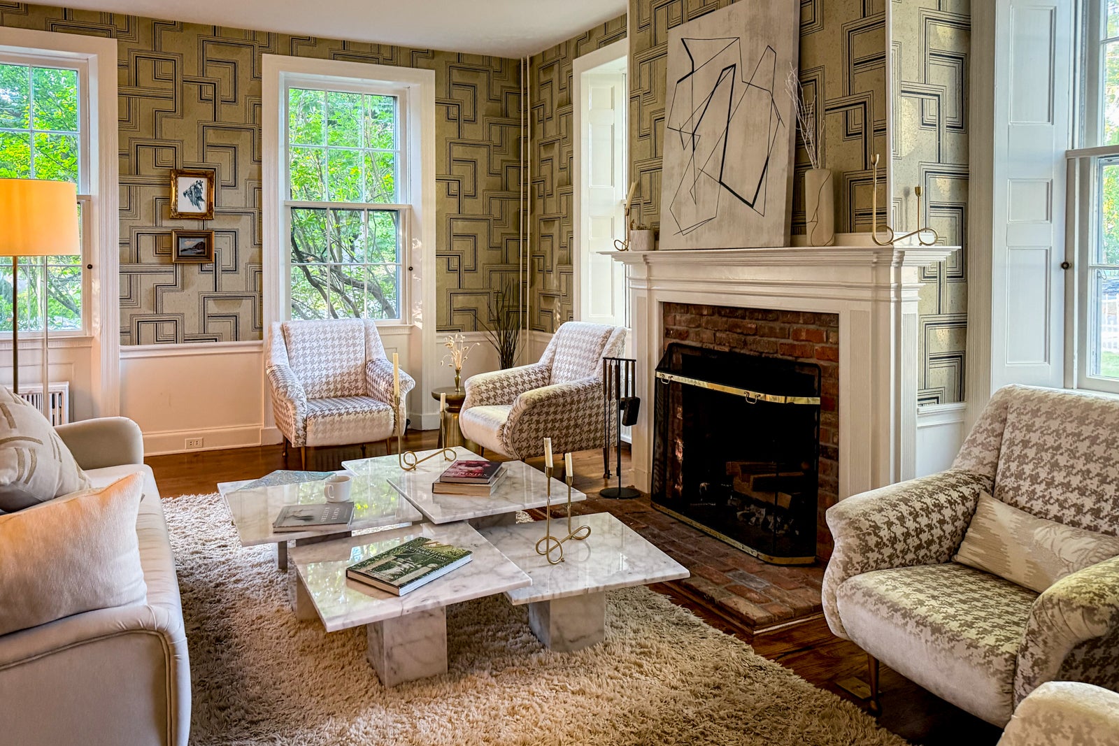living room with fireplace