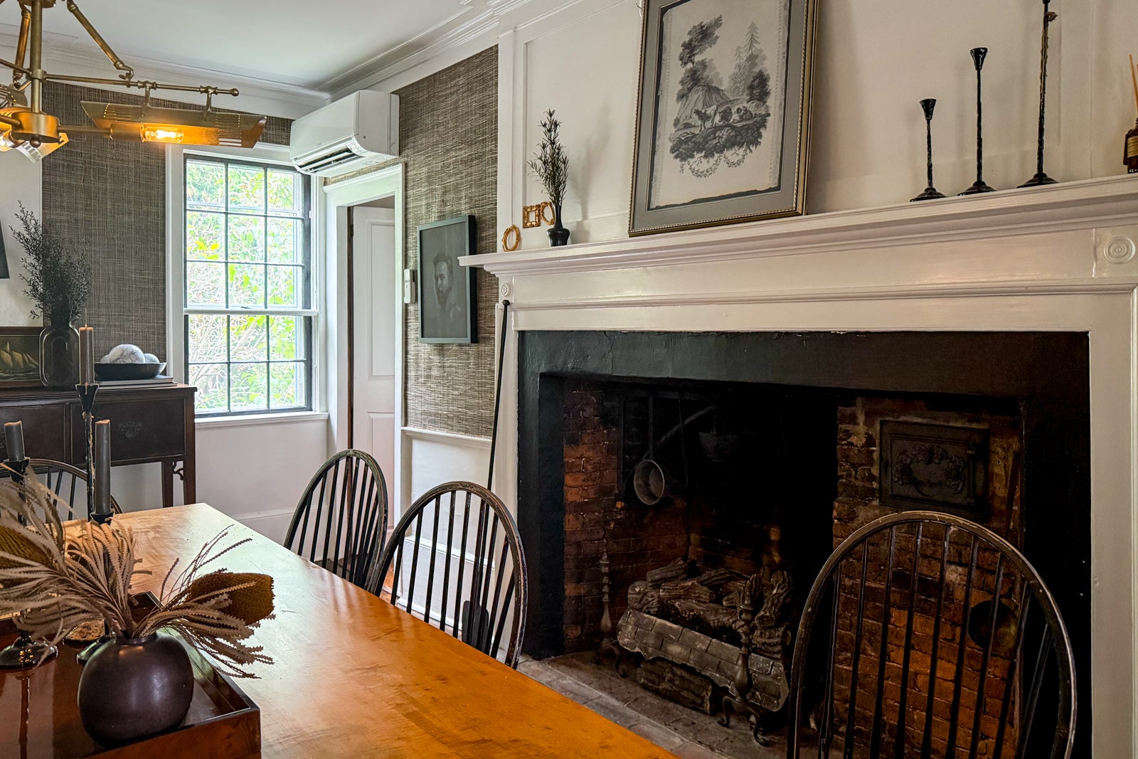 fireplace in kitchen
