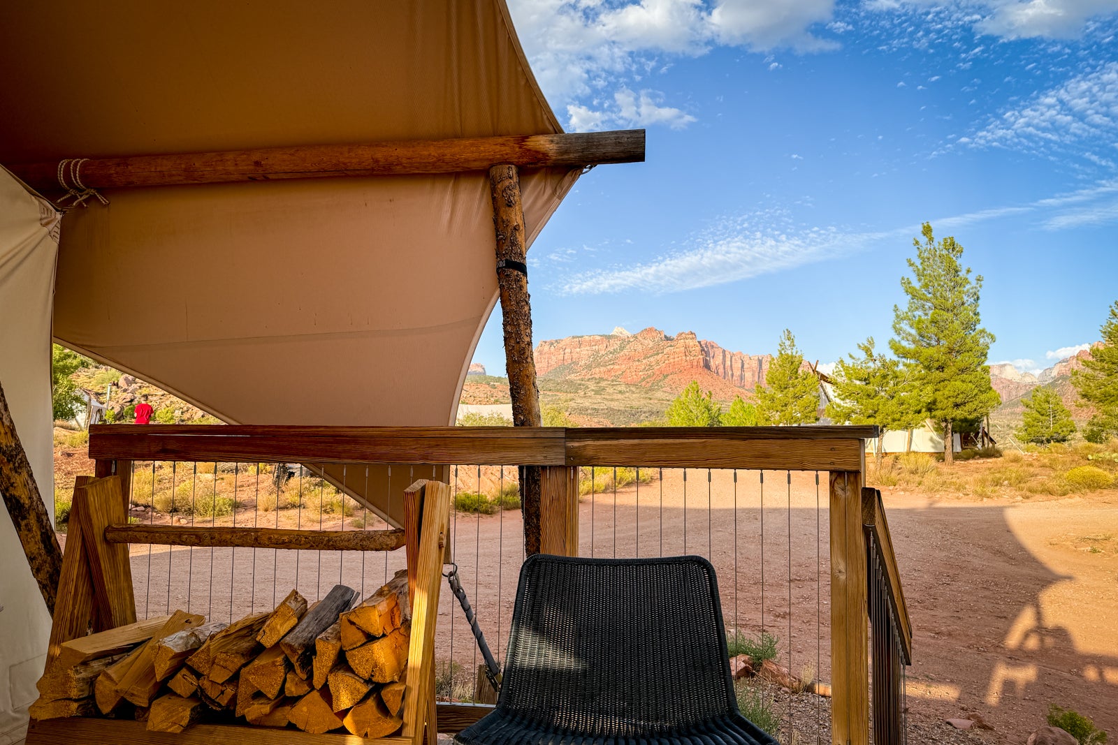 glamping tent with deck