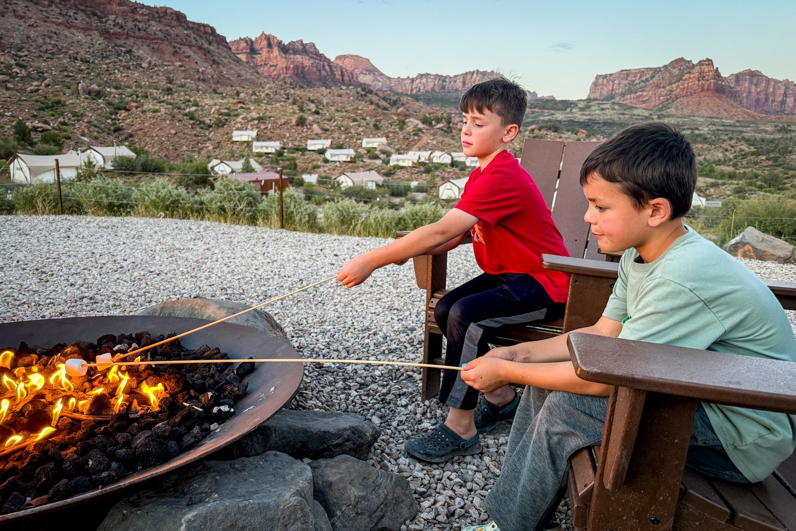 kids roasting s'mores