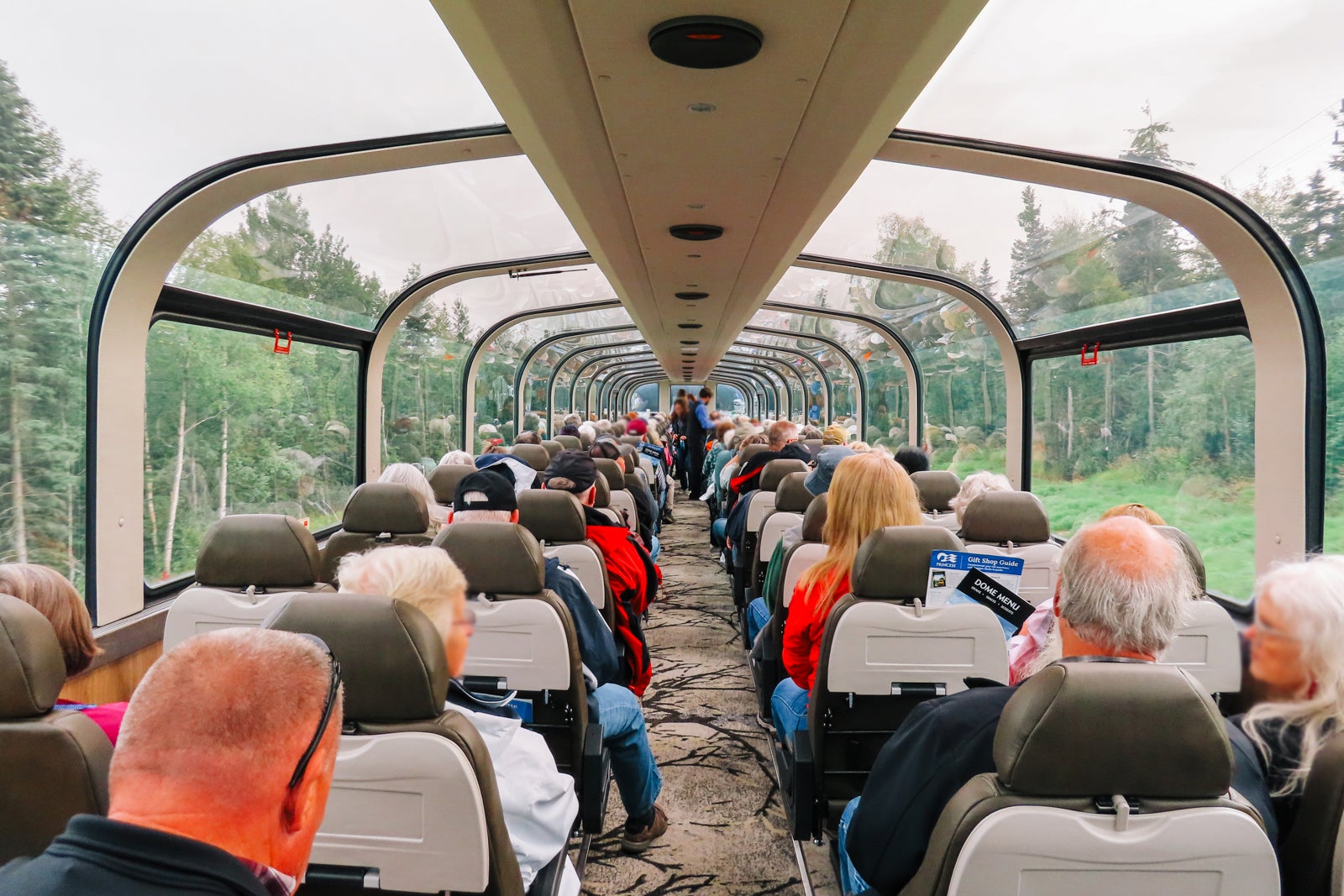 Interior of dome train car.