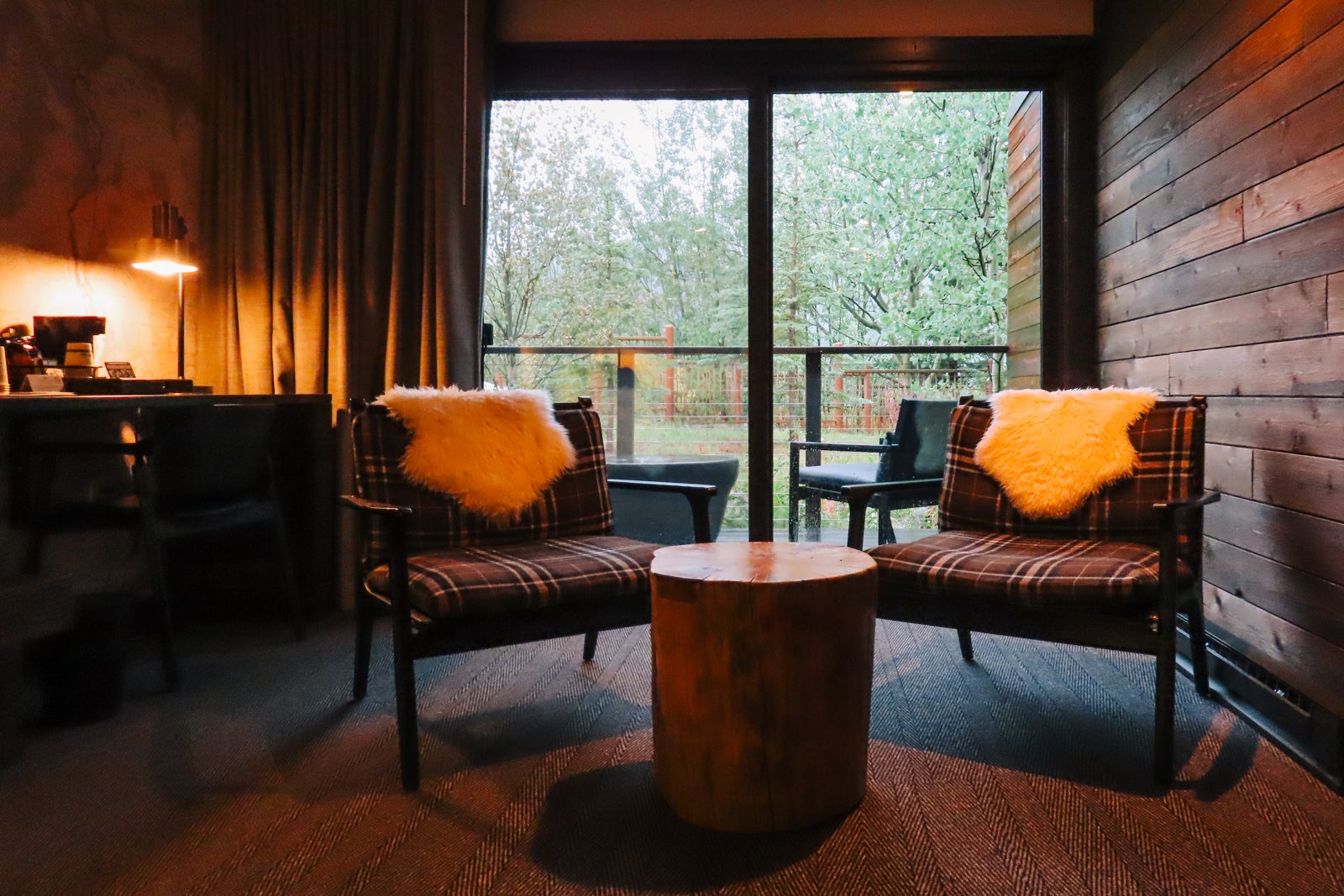 Sitting area inside hotel room