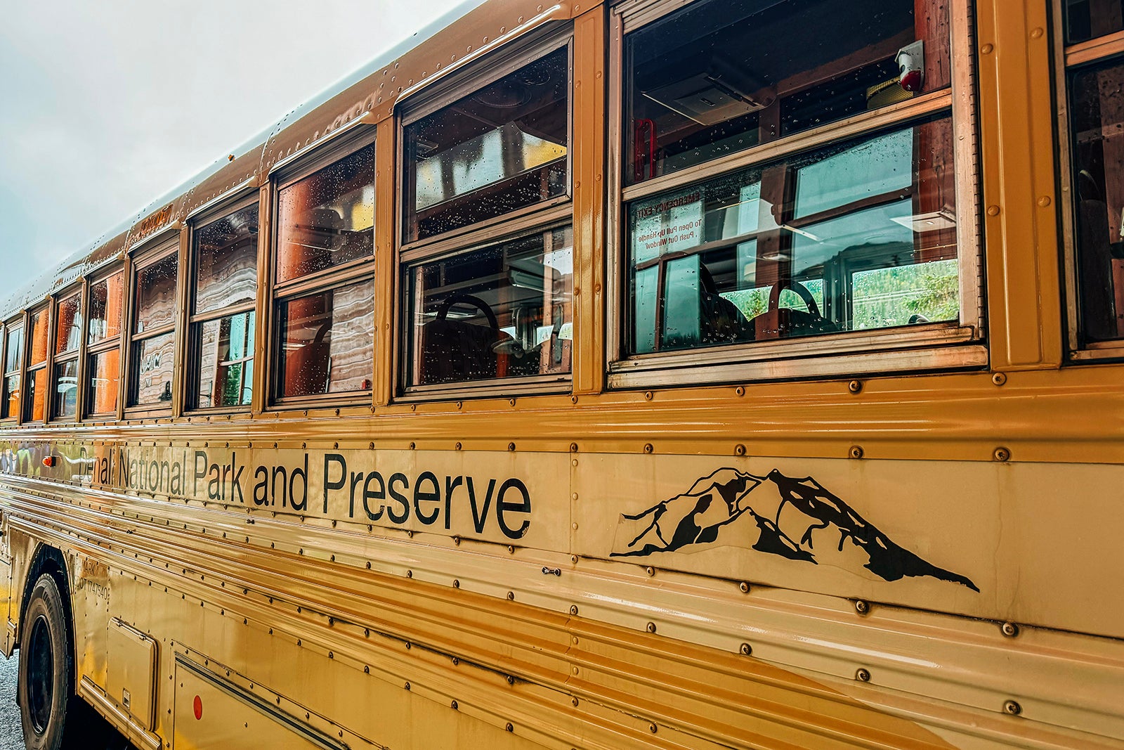 Denali National Park tan tour bus
