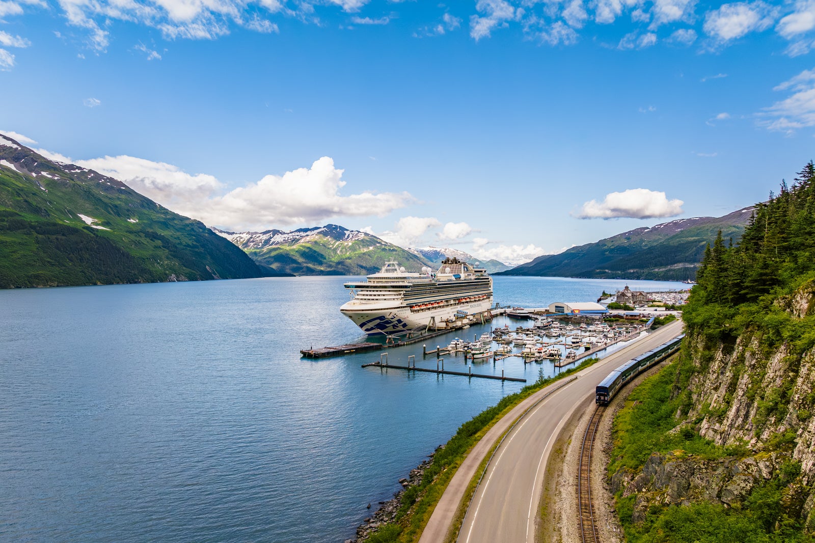 The Sapphire Princess docked at Whittier, Alaska.
