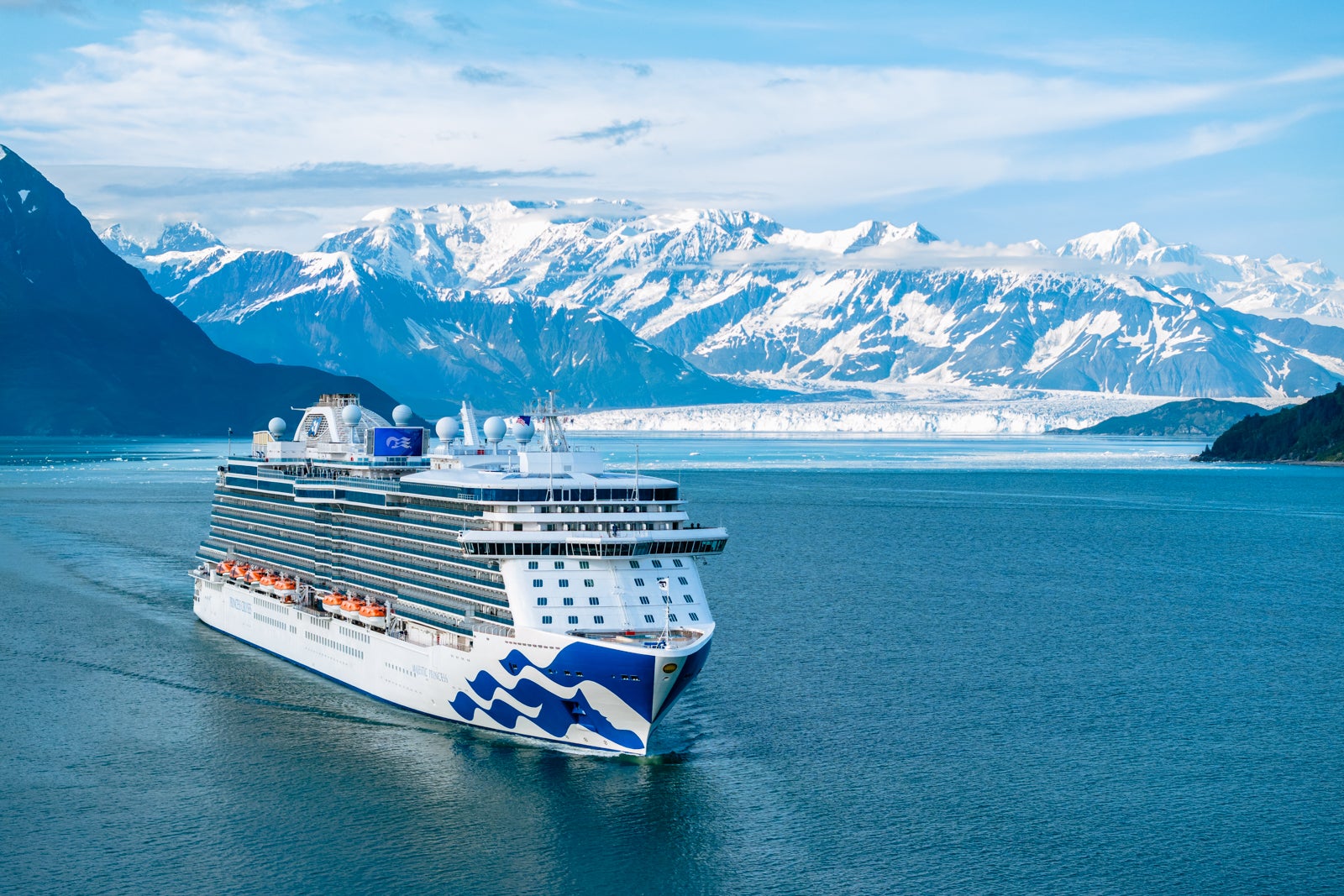 A Princess Cruises ship sailing in Alaska