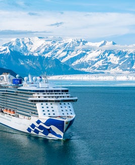 A Princess Cruises ship sailing in Alaska