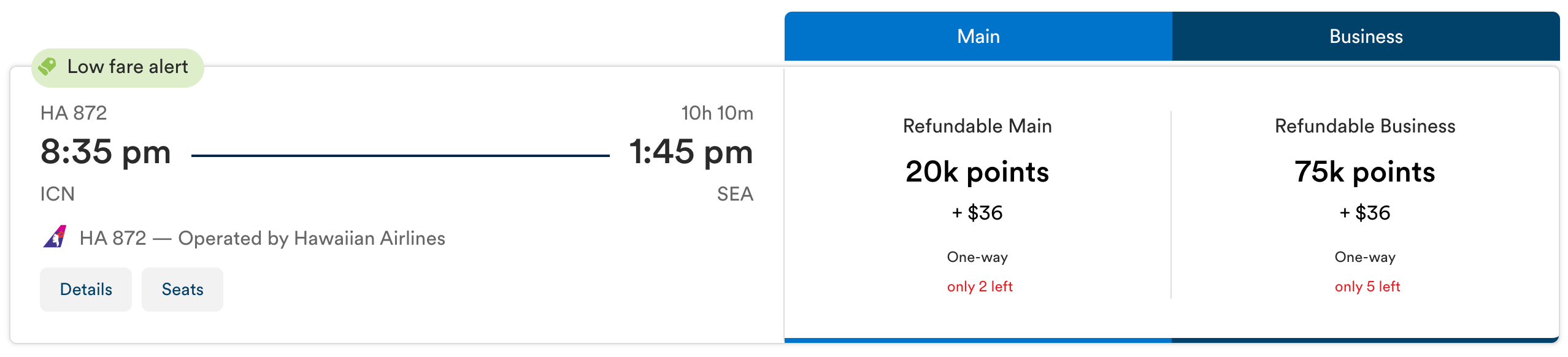 Alaska Airlines screenshot