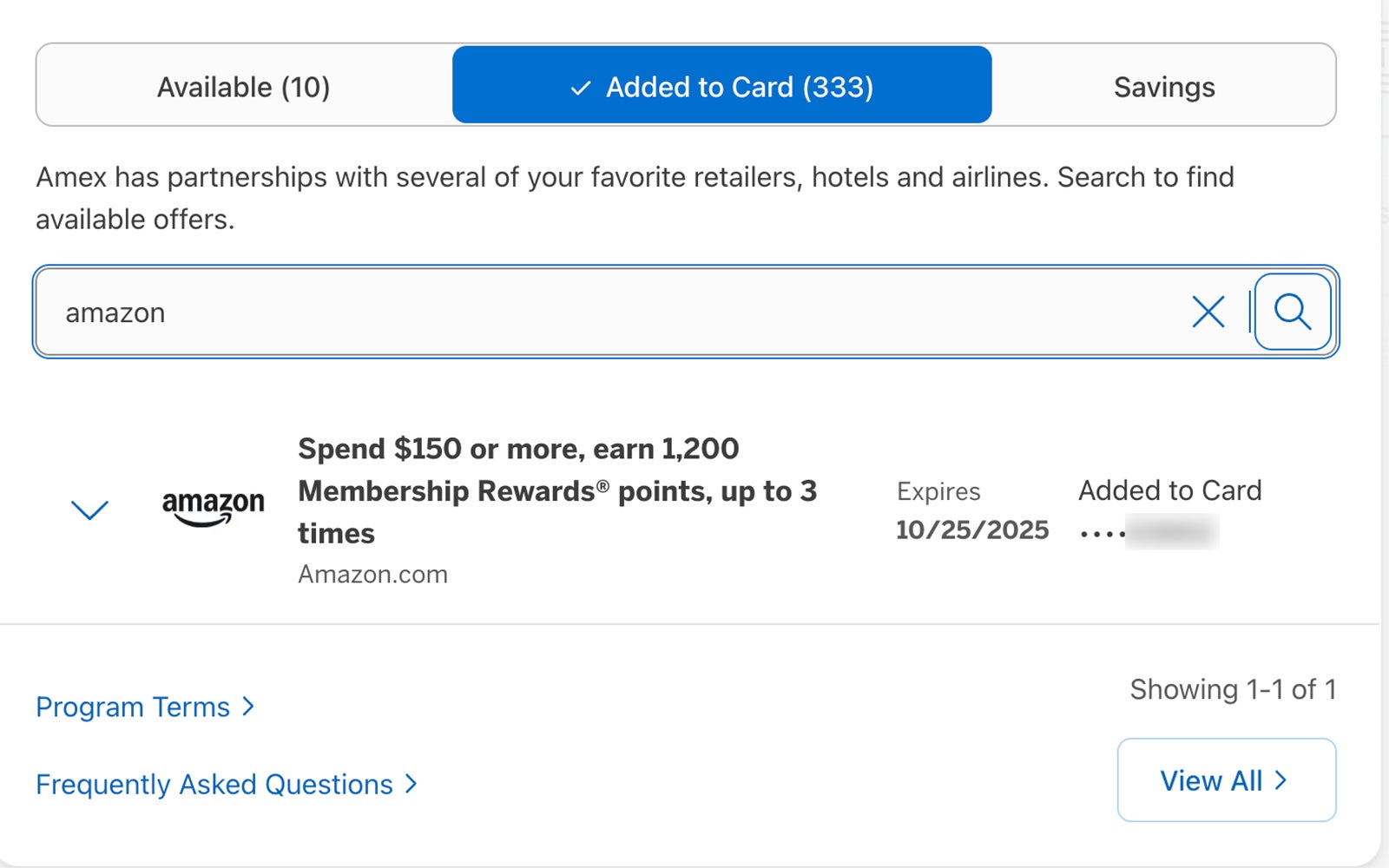 Amex Amazon deal offer screenshot