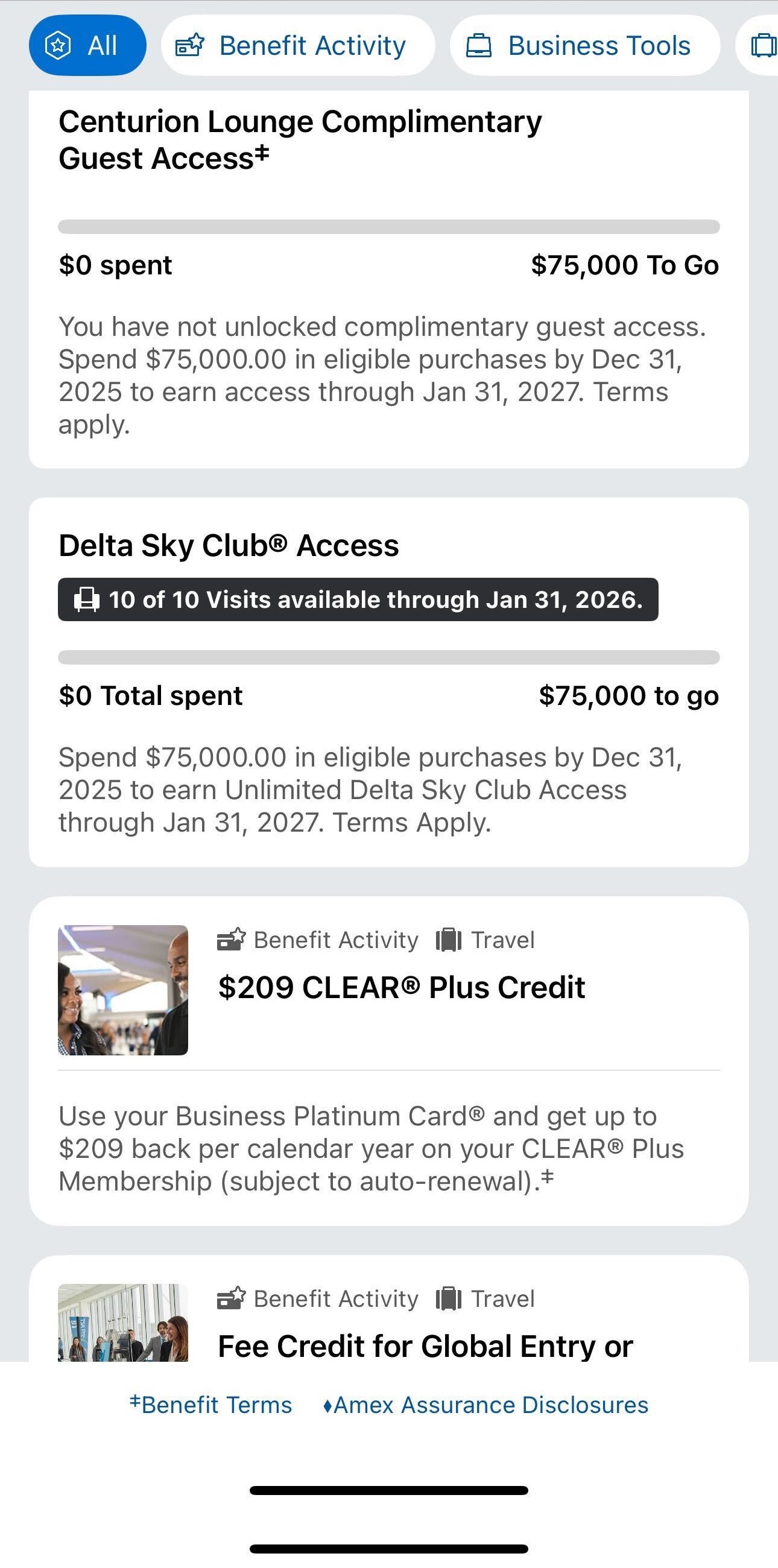 American Express benefits tracking app