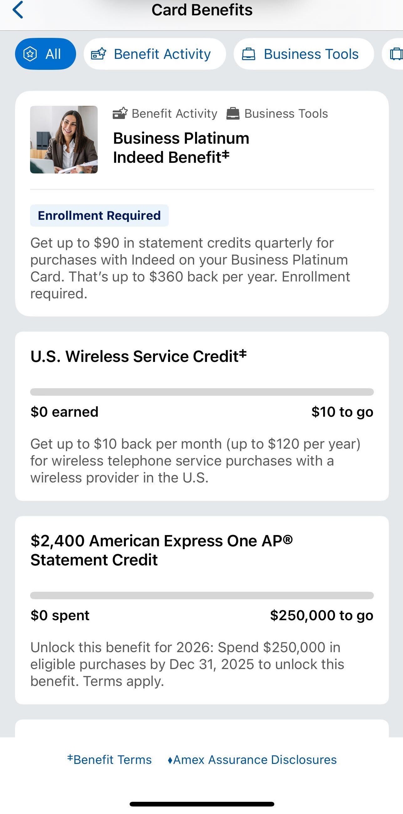 American Express benefits tracking app