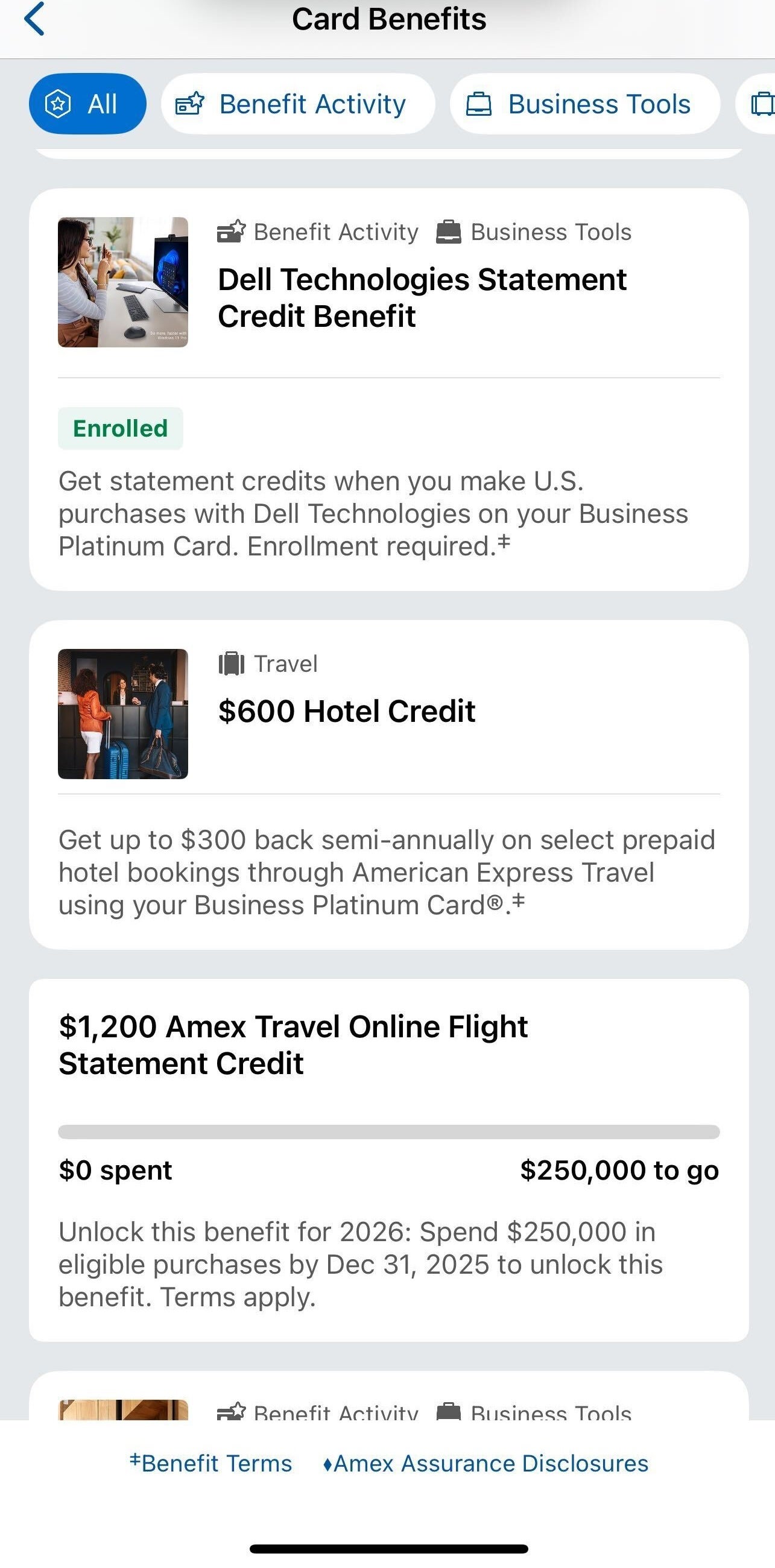 American Express benefits tracking app