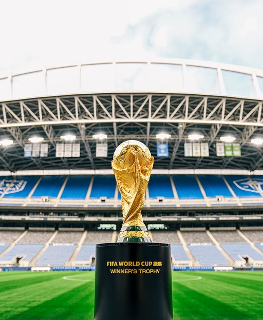 SEATTLE, WASHINGTON - JULY 28: FIFA World Cup Trophy is displayed at Lumen Field on July 28, 2024 in Seattle, Washington. (Photo by Alika Jenner - FIFA/ FIFA via Getty Images)