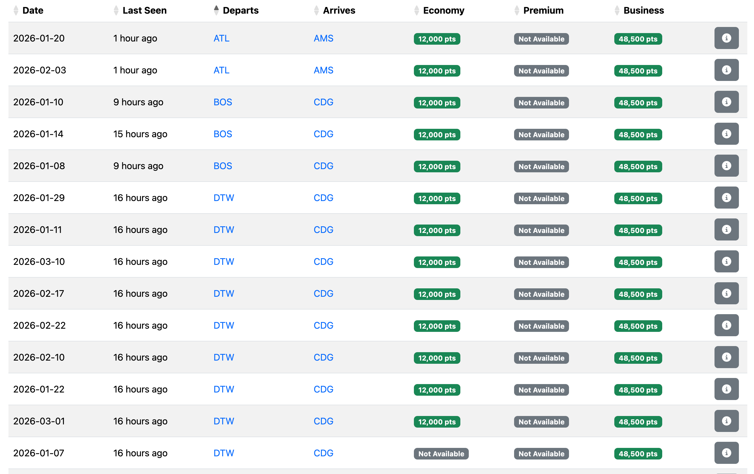 Seats.aero screenshot